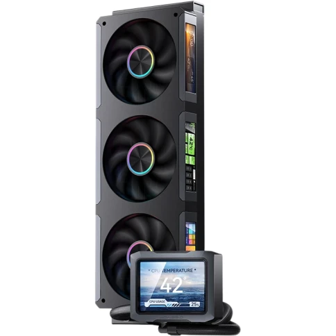 Система жидкостного охлаждения/ Water Cooling System JONSBO TF3-360SCB Black (320W, 360mm, LED, Black, ARGB/ Fans: 3x120mm, 62.4CFM, 37.3dBA, 2400RPM/ Pump height 63mm, 30dBA, 2500RPM, Rad thickness 27mm/ S: 1851, 1700, 1200, 115X, 2011, 1366, AM5, AM4) фото 8