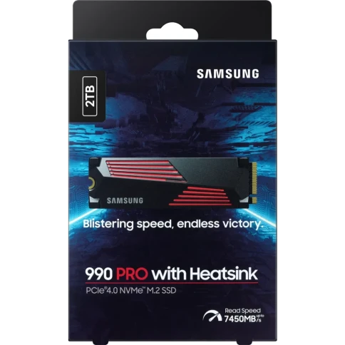 Твердотельный накопитель/ Samsung SSD 990 PRO, 2000GB, M.2(22x80mm), NVMe 2.0, PCIe 4.0 x4, V-NAND TLC, R/W 7450/6900MB/s, IOPs 1 400 000/1 550 000, DRAM buffer 2048MB, TBW 1200, DWPD 0.33, with Heatsink (12 мес.) фото 9