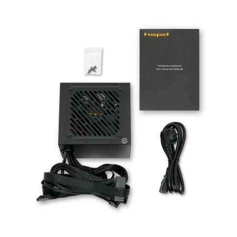 Блок питания/ Power Supply HSPD, 450W 80+ White (ATX, 2.31, Non-modular, 1x24(20+4)pin 500mm, 1xCPU 8(4+4)pin 550mm, 1xPCIe 8(6+2)pin 500mm, 1xMOLEX + SATA*2 400+150+150mm, 1xMOLEX + SATA 400+150mm , Active, 120x120mm, 150x140x86mm, APFC, OVP, OPP, SCP, U фото 4