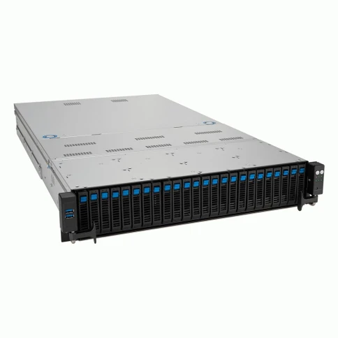 Серверная платформа/ ASUS RS720A-E12-RS24U, 2U, 2 x LGA 6096, AMD EPYC 9004 (400W), 24 x DDR5 4800/4400, 16NVMe + 8NVMe/SATA/SAS*, 9 PCIe Gen5 slots, 1 x 2-Port 10GbE Intel X710-AT2 LAN, 1+1 2600W фото 1