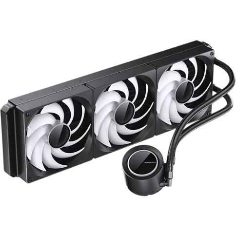Система жидкостного охлаждения/ Water Cooling System JONSBO TG-420 ARGB Black (300W, 420mm, Black, ARGB/ Fans: 3x140mm, 93.73CFM, 36.2dBA, 1800RPM/ Pump height 54.55mm, 30dBA, 2400RPM, Rad thickness 54.5mm/ S: 1851, 1700, 1200, 115X, AM5, AM4) фото 4