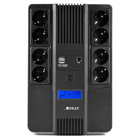 ИБП SKAT-UPS 800-AID-IN-1x9-8 (8933) 800 ВА / 480 Вт — 8×Schuko, 2×USB, ЖК-дисплей, Line-Interactive фото 3