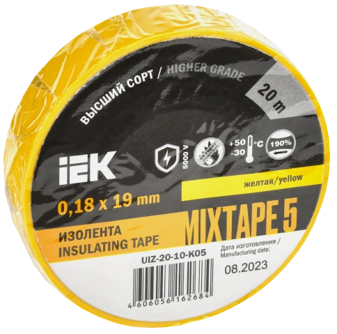 MIXTAPE 5 Изолента 0,18х19мм желтая 20м IEK фото 1