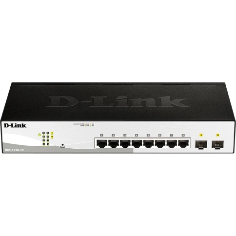 Коммутатор/ DGS-1210-10/F Smart L2 Switch 8х1000Base-T, 2х1000Base-X SFP, Compact CLI фото 1