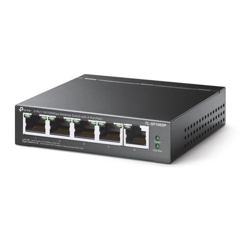 Коммутатор/ 5-Port 10/100Mbps Desktop Switch with 4-Port PoE, 5 10/100Mbps RJ45 ports including 4 PoE ports, 58W PoE Power supply, steel case фото 2