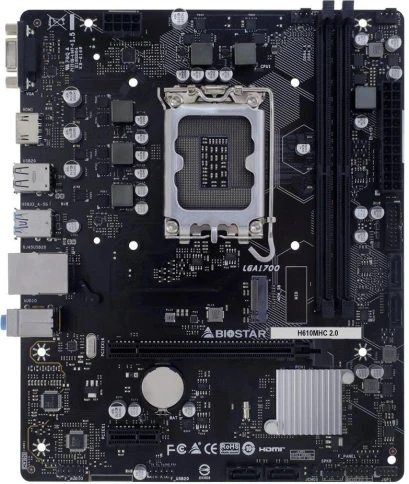Материнская плата Biostar H610MHC 2.0 Soc-1700 Intel H610 2xDDR4 mATX AC`97 8ch(7.1) GbLAN RAID+VGA+HDMI фото 3