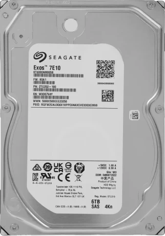 Жесткий диск/ HDD Seagate SAS 6Tb Exos 7E10 7200 12Gb/s 256Mb  1 year warranty (replacement ST6000NM020B, ST6000NM029A, MG08SDA600E, HUS726T6TAL5204) фото 1