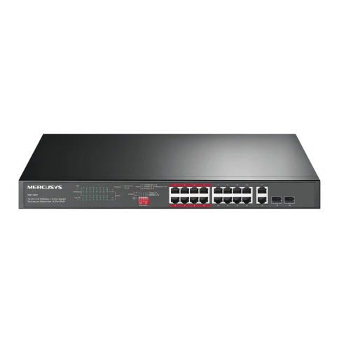 Коммутатор/ 16-Port 10/100Mbps + 2-Port Gigabit Rackmount Switch with 16-Port PoE+ фото 1