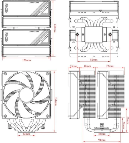 Кулер ID-Cooling Frozn A620 Soc-AM5/AM4/1200/1700/1851 черный 4-pin 29.85dB Al+Cu 270W 1190gr Ret (FROZN A620 BLACK) [FROZN A620 BLACK] фото 6