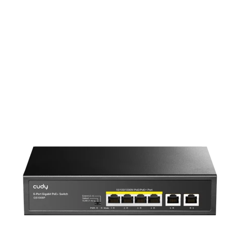 Коммутатор/ 6-Port 10/100/1000M PoE+ Switch, 4-Port 10/100/1000 BASE-T Gigabit PoE+ ports, 2-Port 10/100/1000 BASE-T Gigabit Uplink ports,  802.3at/af, VLAN mode support for port #1 ~ #4, Extend mode support for port #3 ~ #4, Fanless, ±4KV Surge Protectio фото 1