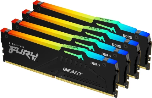 Память оперативная/ Kingston 128GB 5600MT/s DDR5 CL40 DIMM (Kit of 4) FURY Beast RGB XMP фото 2