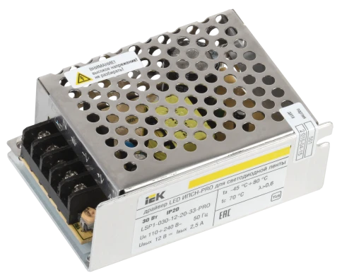 Драйвер LED ИПСН-PRO 30Вт 12 В блок - клеммы  IP20 IEK фото 1