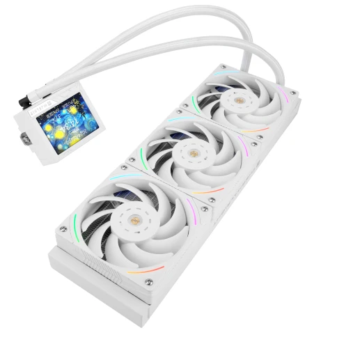 Водяное охлаждение для процессора/ Water Cooling System Thermalright Mjolnir Vision 360 (360mm, LED, White, ARGB/ Fans: 3x120mm, 69CFM, 27dBA, 2150RPM/ Pump height 65mm, Rad thickness 27mm/ S: 1700, 1200, 1851, 115X, 2011, 2066, AM5, AM4) фото 2