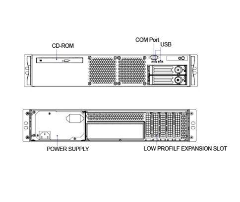 Серверный корпус/ 2U chassis; ATX, Micro-ATX, Mini-ITX MBs; 2 x 3.5''h фото 2