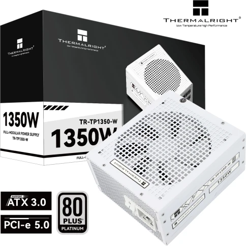 Блок питания 1350W/ Power Supply Thermalright, 1350W 80+ Platinum (ATX, 3.0, PCIe 5.0, Full modular, 1x24(20+4)pin 600mm, 4xCPU 8(4+4)pin, 10xPCIe 8(6+2)pin, 2x12VHPWR PCIe 5.0 12+4pin 650mm, 14xSATA, 8xMOLEX4pin, Active, 140x140mm, 170x150x86mm, OPP, OVP фото 5
