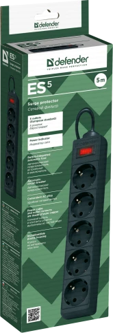 Defender ES 5 Black (5 м, 5 розеток) фото 3
