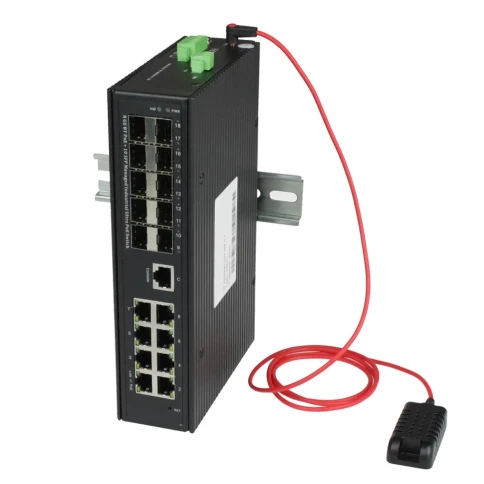 Промышленный управляемый (L2+) HiPoE коммутатор Gigabit Ethernet/ Промышленный управляемый (L2+) Ultra PoE коммутатор Gigabit Ethernet на 8GE PoE + 10 GE SFP порта с функцией мониторинга температуры/ влажности/ напряжения. Порты: 8 x GE (10/100/1000Base-T фото 1