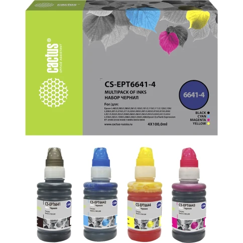 -/ Чернила Cactus CS-EPT6641-4 T664 многоцветный набор 4x100мл для Epson L100/L110/L120/L132/L200/L210/ фото 5