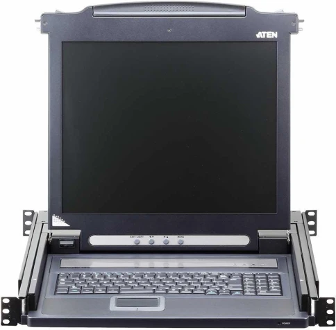 ЖК-монитор 17" с клавиатурой, выдвижной, 1U, RAL 7021/ Console with LCD screen 17" фото 2