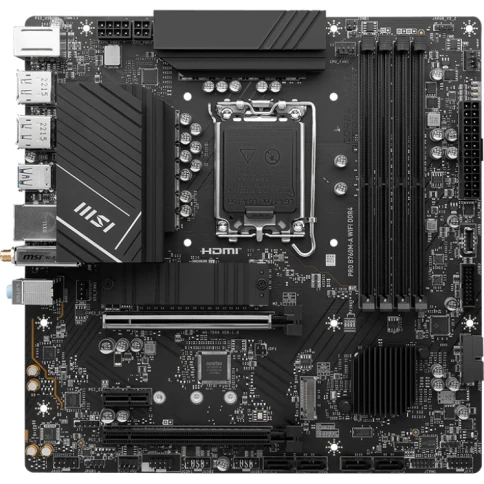 Материнская плата/ MB MSI INTEL B760 s1700, 4xDDR4(128GB), 2xHDMI 2.1/2xDP, 1xPCIe 4.0x16, 1xPCIe 3.0x16, 1xPCIe 3.0, 1xLAN (2.5GbE), Wi-Fi, BT, 4xSATA 6Gb/s, 2xM.2, 4xUSB 3.2, 2xUSB 2.0, 1xPS/2, mATX фото 1