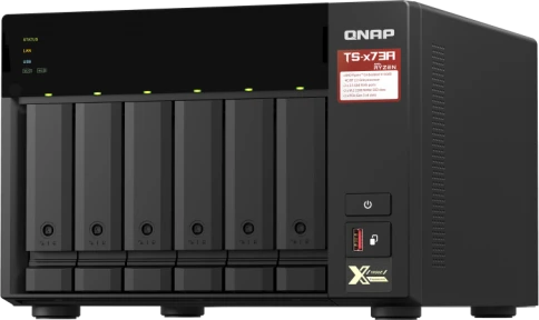 Сетевое хранилище без дисков/ SMB QNAP TS-673A-8G NAS, 6 trays 3,5"/2,5", 2x2,5 GbE BASE-T, 2 x M.2 NVMe 2280 slots, quad-core AMD Ryzen V1500B 2,2 GHz, 8 GB SO-DIMM DDR4 (1 x 8 GB) up to 64GB (2x32 GB) фото 4