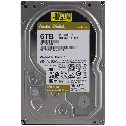 Жесткий диск/ HDD WD SATA3 6Tb Gold 7200 256mb  1 year warranty фото 2