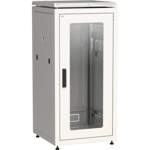 Шкаф сетевой 19" LINEA N 24U 600х800 мм стеклянная передняя дверь серый фото 1