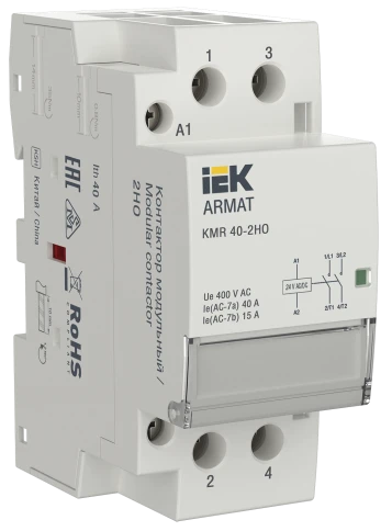 ARMAT Контактор модульный KMR 40А 24В AC/DC 2НО IEK фото 1