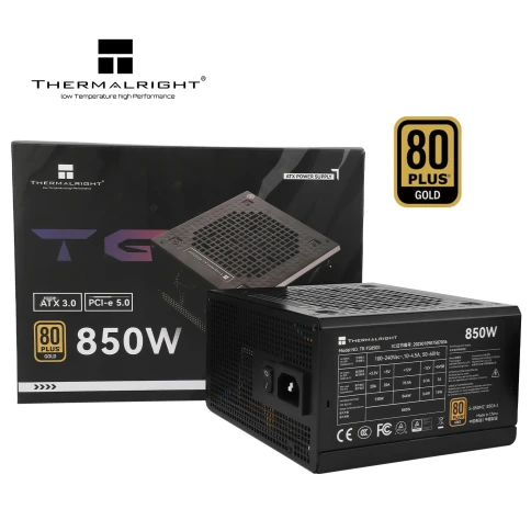 Блок питания ПК/ Power Supply Thermalright, 850W 80+ Gold (ATX, 3.0, PCIe 5.0, Non-modular, 1x24(20+4)pin, 1xCPU 8(4+4)pin, 2xPCIe*2 8(6+2)pin, 5xSATA3, 1x12+4pin (12VHPWR PCIe 5.0 12+4pin 600mm), 3xMOLEX4pin, Active, 120x120mm, 150x140x86mm, APFC, black) фото 5