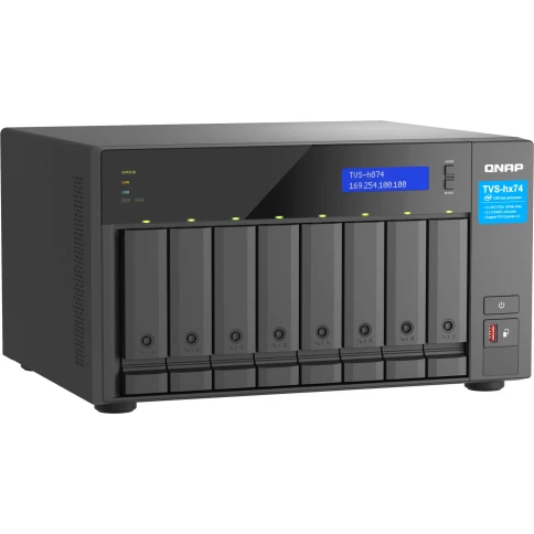 Сетевое хранилище без дисков/ ENTERPRISE QNAP TVS-h874-i7-32G QTS hero NAS, 8 x 3.5 "/ 2.5", 2 x M.2 NVMe, Intel Core i7 12-core (8P+4E) /20-thread 32 GB  DDR4 (2 x 16 GB) up to 64 GB ( 2 x 32 GB), 2x 2.5 GbE BASE-T, HDMI port фото 3