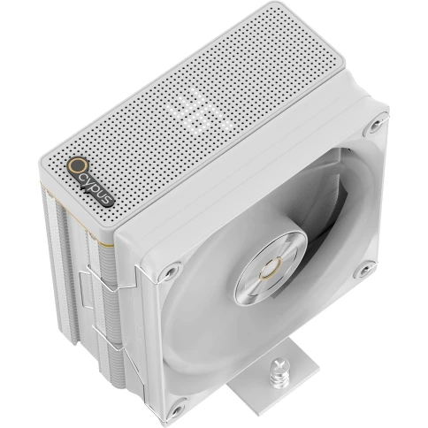 Кулер для процессора/ CPU Cooler Ocypus Iota A40 WH (220W, 4-pin PWM, LED temp., 156.7mm, Al/Cu, 4x6mm, 1x120mm, 77CFM, 29dBA, 2000RPM, S: 1851/1700/1200/115X, AM5/AM4, white) фото 2