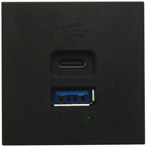 Donel USB зарядное устройство, 3A , 65W, Type A + C, 2 мод., черн. матовая (45х45мм) фото 1