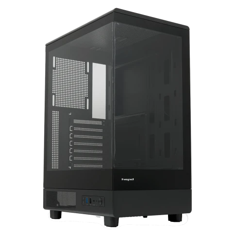 Корпус без блока питания/ Case HSPD F510, Panoramic Mid Tower, Black, TG, 0.5 SPCC, no fans ATX, mATX, mITX 180/280/160mm 1x2.5", 1x3.5", 7xPCI 1xUSB-A 3.0, 1xUSB-A 1.0 356x218x467mm фото 1