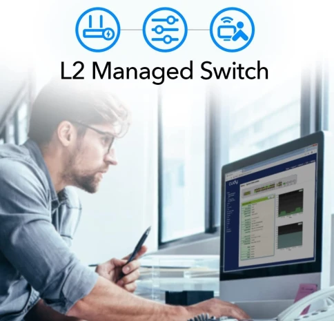 Коммутатор/ 24-Port Layer 2 Managed Gigabit PoE+ Switch with 4 Gigabit Combo Ports, 400W фото 5