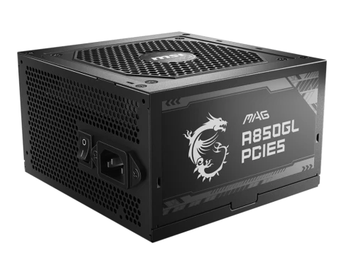 Блок питания ПК/ Power Supply MSI MAG A850GL PCIE5, 850W 80+ Gold (ATX, 3.0, PCIe 5.0, Full modular, 1x24(20+4)pin, 2xCPU 8(4+4)pin, 4xPCIe*2 8(6+2)pin, 1x12VHPWR, 8xSATA3, 4xMOLEX4pin, Active, 120x120mm, 150x140x86mm, APFC, black) фото 3