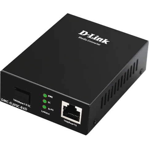 Трансивер/ DMC-G20SC-BXD WDM Media Converter 1000Base-T to 1000Base-LX, SC, Single-mode, TX: 1550nm; RX: 1310nm, 20KM, Stand-alone фото 1