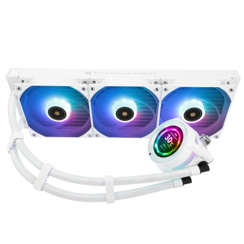 Система жидкостного охлаждения/ Water Cooling System Thermalright Core Vision 360 (360mm, LED, White, ARGB/ Fans: 3x120mm, 72.37CFM, 27.7dBA, 2000RPM/ Pump height 66mm, Rad thickness 27mm/ S: 1700, 1200, 1851, 115X, 2011, 2066, AM5, AM4) фото 4