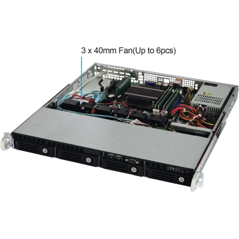 Серверный корпус/ 1U chassis; Mini-ITX, Micro-ATX, ATX MBs; 4 x 3.5" SAS/SATA HDD Trays; 2 x USB 3.0; 1 x COM port (Front); 1 x HF expansion slot; RPS600Wt (1+1), Slide Rail: AC-R56 фото 4