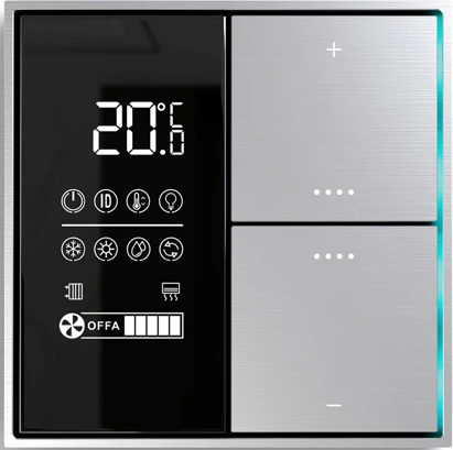 Donel Многофункциональный комнатный  термостат KNX,ЖК-экран, встроенный датчик температуры, глянцевое серебро, Cерия DKNX фото 1