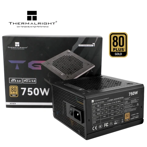 Блок питания ПК/ Power Supply Thermalright, 750W 80+ Gold (ATX, 3.0, PCIe 5.0, Non-modular, 1x24(20+4)pin, 1xCPU 8(4+4)pin, 2xPCIe*2 8(6+2)pin, 5xSATA3, 1x12+4pin (12VHPWR PCIe 5.0 12+4pin 600mm), 3xMOLEX4pin, Active, 120x120mm, 150x140x86mm, APFC, black) фото 5