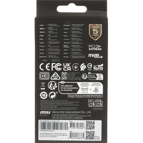 MSI SSD SPATIUM M560, 1000GB, M.2(22x80mm), NVMe, PCIe 5.0 x4, 3D TLC, R/W 10200/8400, IOPs 1 300 000/1 400 000,TBW 600, DWPD 0.32 (5 лет) фото 7