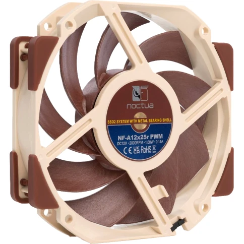 Кулер для корпуса/ Case Cooler Noctua NF-A12x25r PWM (120x120x25mm, 4-pin PWM, 60.1CFM, 22.6dBA, 2000RPM, Beige/Brown) фото 2