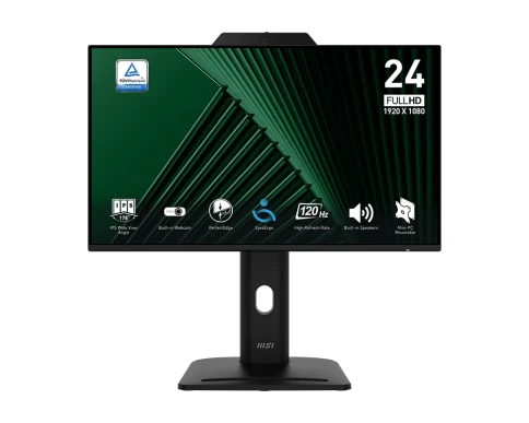 Монитор/ MSI PRO MP242PMG, 23.8"16:9, IPS, FHD, 4ms, 300cd, 120Hz, VGA, HDMI, DP, USB, SPK, CAM, HAS фото 1