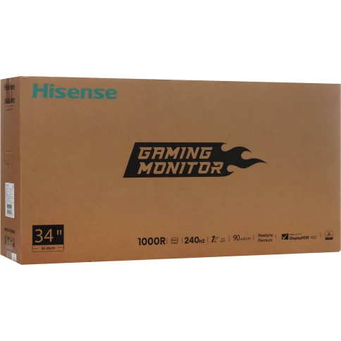 Монитор Hisense/ 34"/3440x1440, изогнутый, VA/ELED, 21:9, матовое/антибликовое, 240Гц, время отклика 1мс, 320кд/м2, 3000:1, углы обзора 89 °(H)/89°(V), встроенные колонки 2*3Вт, HDR 400, DisplayPort,  HDMIх2, разъем для наушников 3.5мм, rotatable lif фото 8