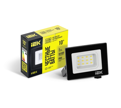 Прожектор СДО 06-10 светодиодный черный IP65 4000 K IEK фото 1