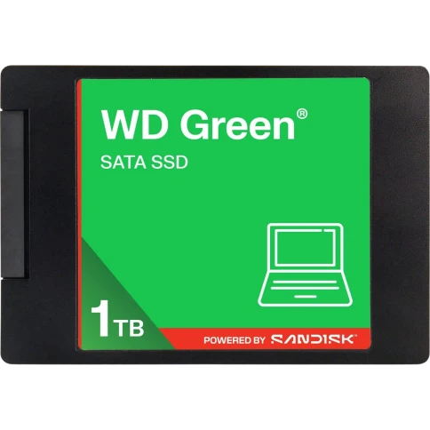 Твердотельный накопитель/ WD SSD Green, 1.0TB, 2.5" 7mm, SATA3, QLC, R/W 545/385MB/s, IOPs н.д./н.д., TBW н.д., DWPD н.д. (12 мес.) фото 1