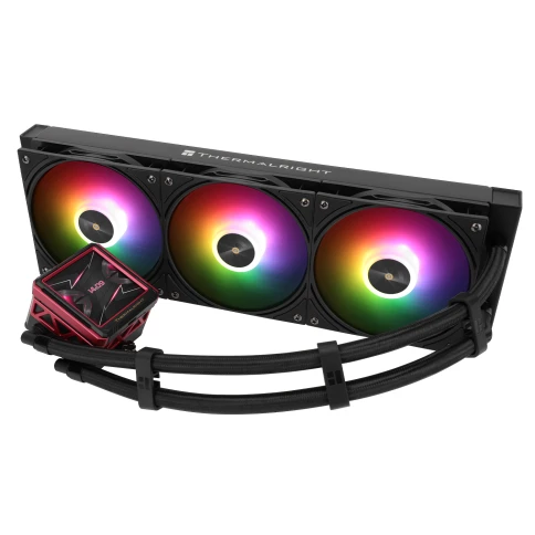 Водяное охлаждение для процессора/ Water Cooling System Thermalright Frozen Warframe 360 Ultra Black Argb (360mm, Black, ARGB/ Fans: 3x120mm, 70.84CFM, 22.1dBA, 2000RPM/ Pump height 60mm, 23dBA, 3000RPM, Rad thickness 27mm/ S: 1200, 1700, 1851, 2011, 2066 фото 4