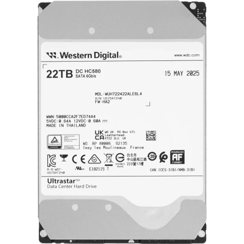 Жесткий диск/ HDD WD SATA Server 22Tb Ultrastar DC HC580 7200 6Gb/s 512MB 1 year warranty (replacement MG10AFA22TE, MG10ACA20TE, WUH722020CLE604, WUH722020BLE604, WUH722020BLE6L4) фото 4