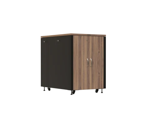 Шкаф напольный 19 дюймовый звукоизолирующий, 18U, 1200х750х1134 мм (ВхШхГ), полезная глубина 800 мм, отводимое тепло 1.2 кВт, блок управление вентиляторами, PDU 6xC13+2хShuko, подключение IEC60320 C14, черный RAL9005 фото 1