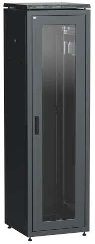 Шкаф сетевой 19" LINEA N 33U 600х600 мм стеклянная передняя дверь черный фото 3